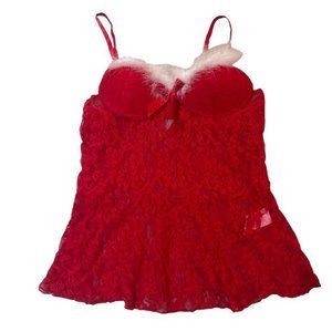 Women's Red Lace Novelty Christmas‎ Holiday Lingerie Size Medium